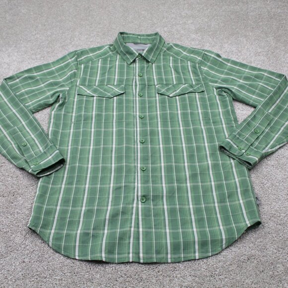 Royal Robbins Shirt Adult Medium Green/White Plaid Insect Shield L/S Button Up - Picture 2 of 13